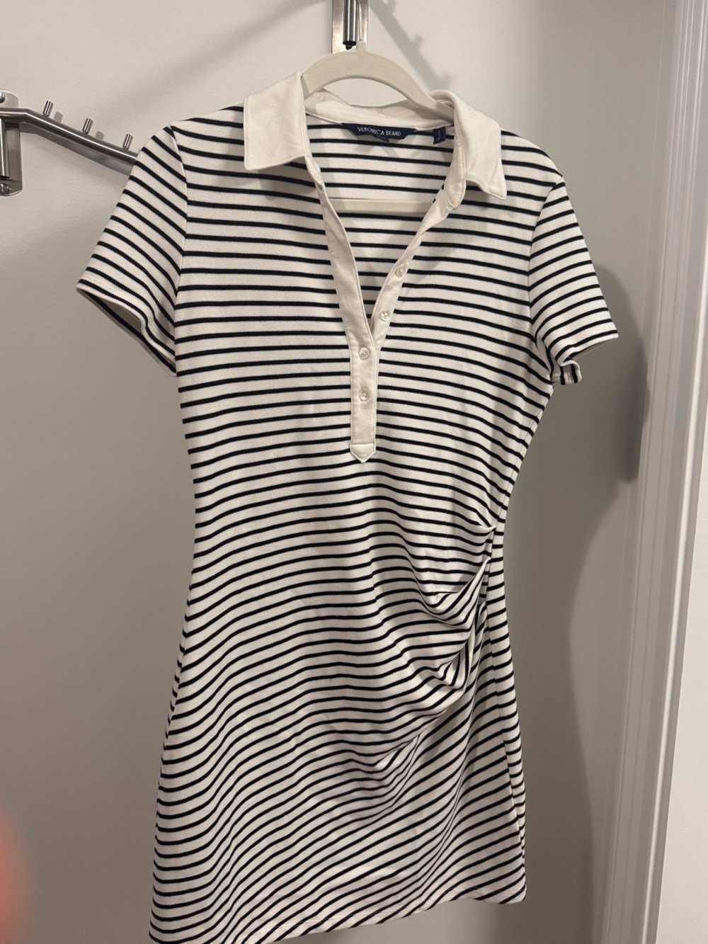 Veronica Beard Black and White Striped Polo Mini Dress - Picture 7 of 9